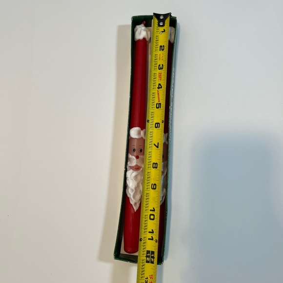 2 VTG Lenox Red Santa Claus Face Xmas Tall Wax Taper Candles NOS in Box JAPAN - Picture 3 of 4